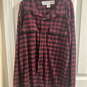 Old Navy Kids Red and Black Plaid Button Down Shirt